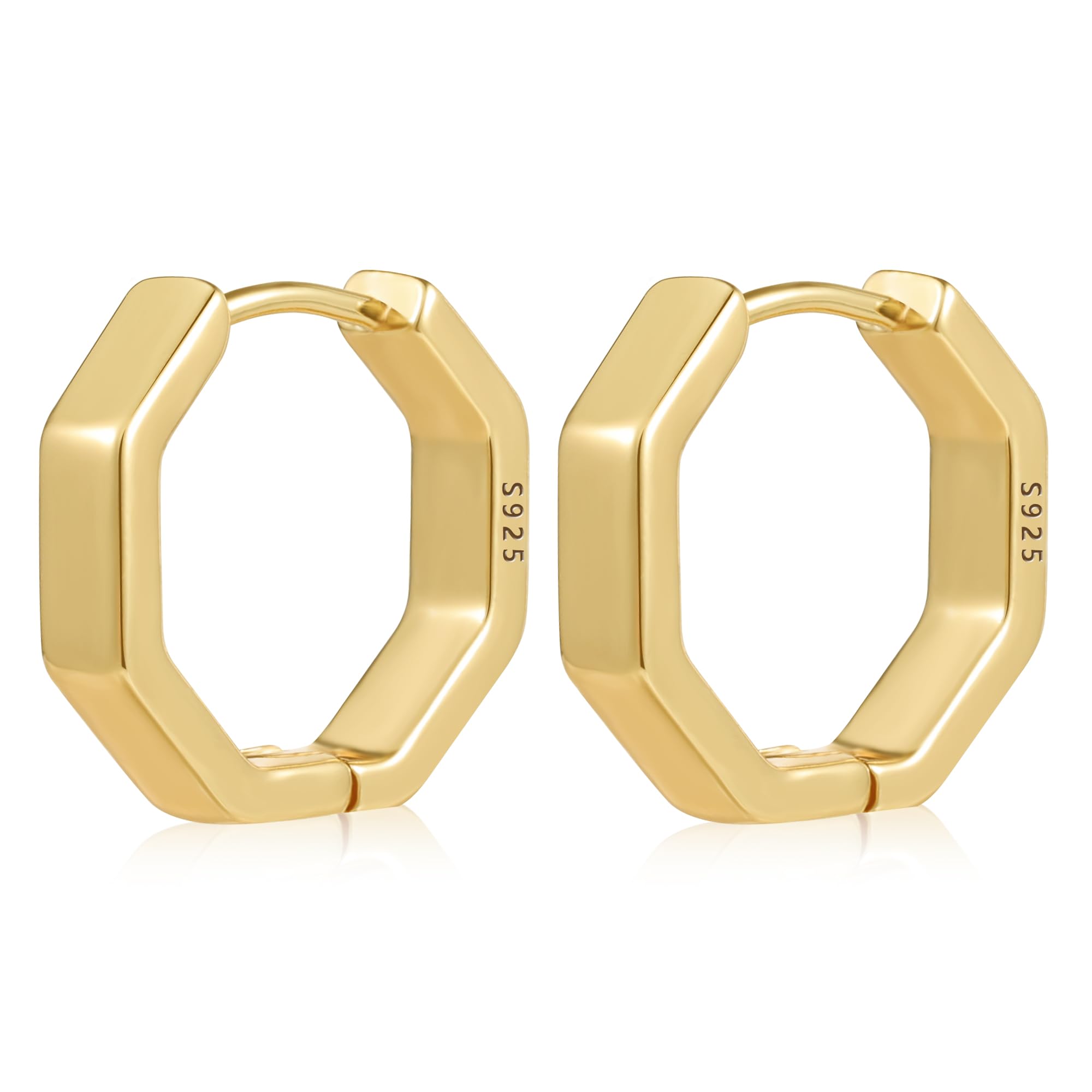 Gold Silver Hoop Earrings Women U-Shape Rhombus Wave Octagonal Hoop Earring