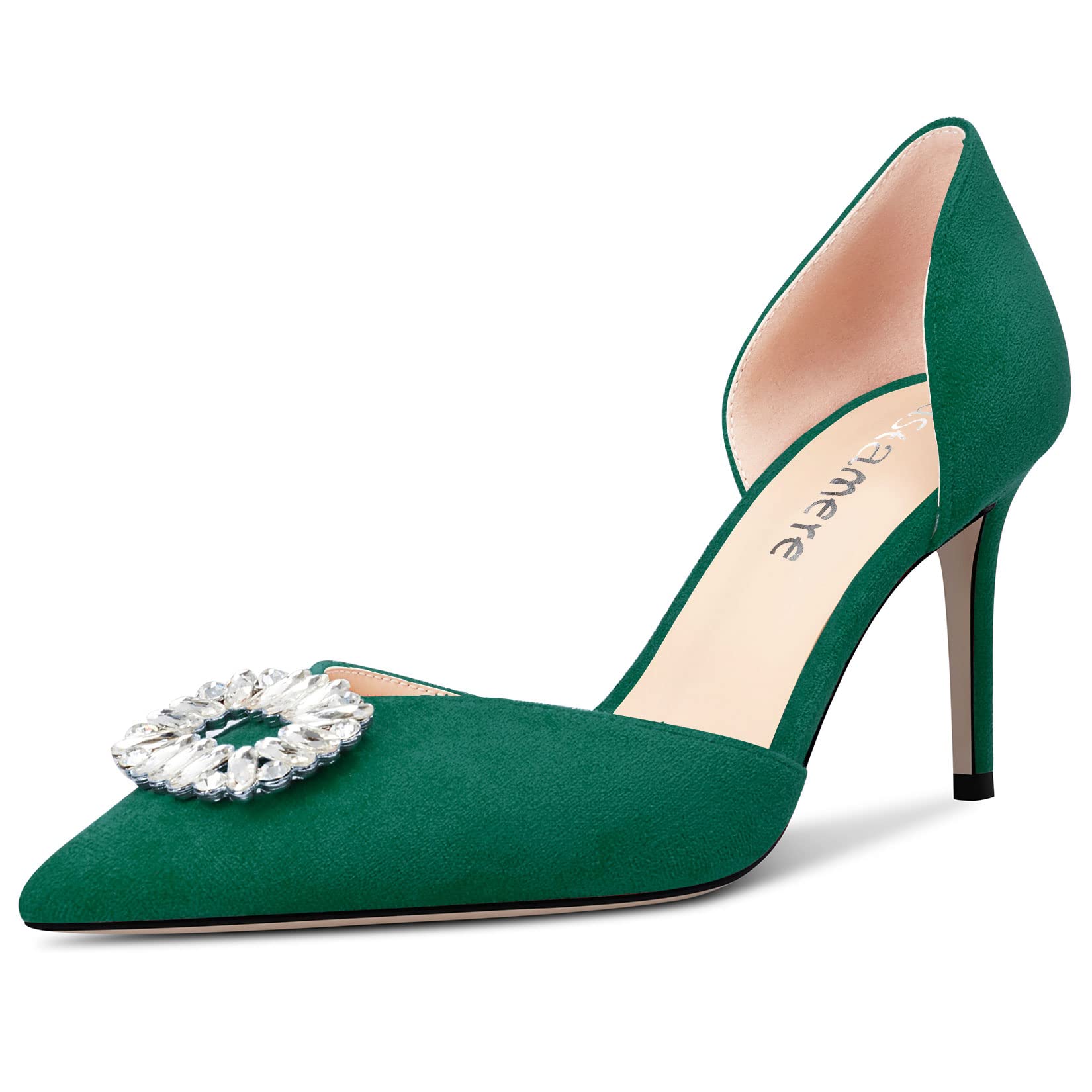 Castamere Women's High Heel Pointed Toe Pumps Two-Piece Slip-on Diamante Crystal