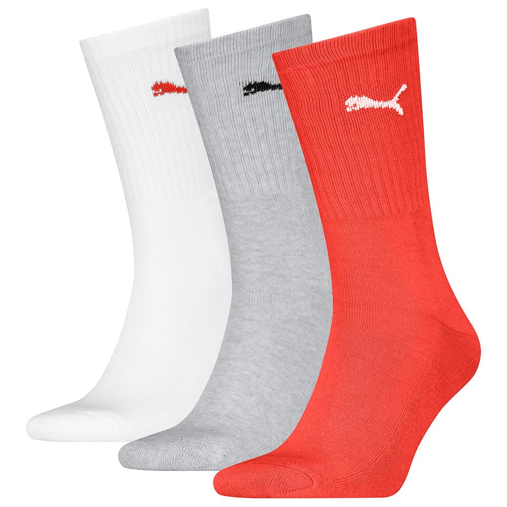 PUMA Unisex Sport 3p Crew Sock (Pack of 3) - Grey, Size 2.5-5 (pack of 3)