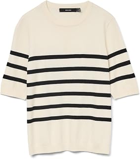 VERO MODA VMSABA Knitted Pullover, Birchstripes:w Black