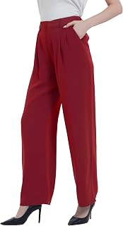 Tronjori Women High Waist Casual Straight Leg Long Business Work Suit Dress Pants Wide Leg Trousers Regular Waistband