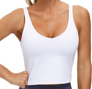 THE GYM PEOPLE Longline Women's Sports Bra Wirefree Padded Medium Support Yoga Bra Gym Running Workout Tank Top