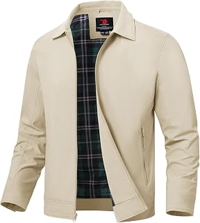 TBMPOY Mens Lightweight Waterproof Work Wind Jacket Casual Full Zip Golf Suit Outdoor Coats