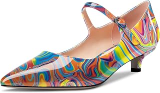 Aachcol Women's Mary Jane Kitten Low Heel Pumps Pointed Toe Slip-on Dress Shoes Party Wedding Office 3.5CM