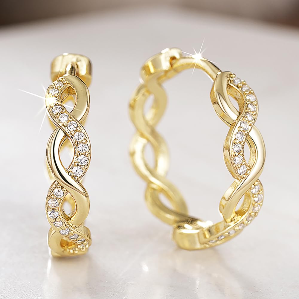Charming Twisted Hoop Earrings Luxury Shiny Jewelry for Women Party