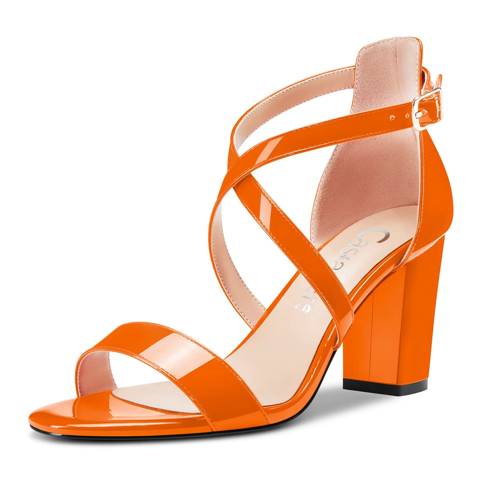 Castamere Women's High Block Chunky Heel Open Toe Cross Strappy Sandals Wedding 