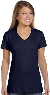 Hanes Perfect-t V-Neck T-Shirt, Cotton Short Sleeve Tee for Women, 1 Gold 2 Pack Women's T-Shirt (Pack of 1)
