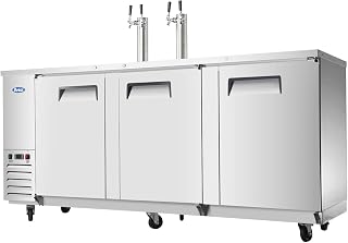 Atosa Commercial Beer Keg Cooler Kegerators, MKC90 90 Large Commercial Stainless Steel Beer Keg Coolers Kegerator 3-Doors Beer Barrel Coolers on Wheels Restaurant Equipment 30Cu.Ft 89W28D42H 33?-38?