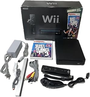 Nintendo Wii Console with Just Dance 3 Bundle - Black (Renewed)