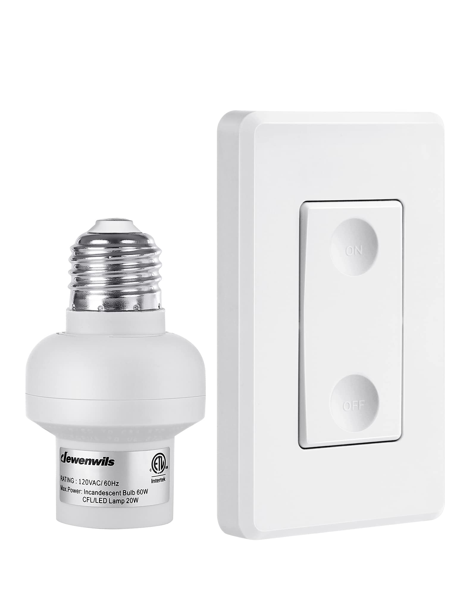 DEWENWILS E26 E27 Remote Control Light Bulb Socket, No Wiring, ETL Listed | Wall
