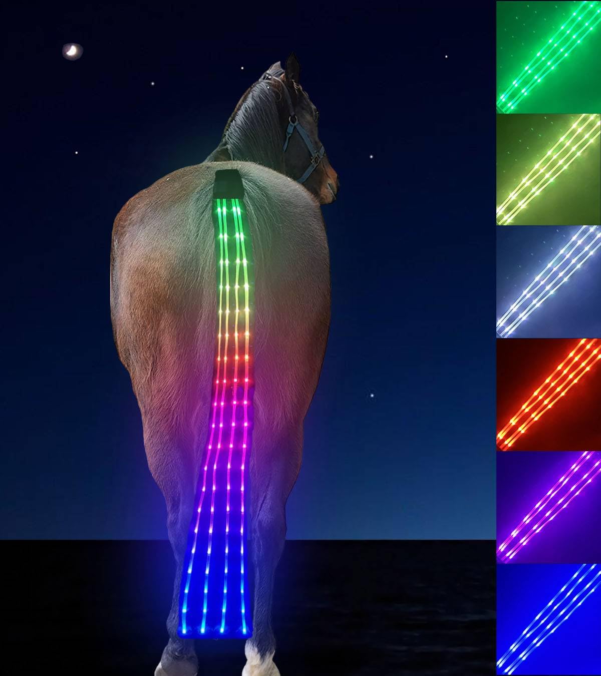 SUKEYME LED Horse Tail Light, 7 Color in 1, USB Rechargeable, Night Horse Riding