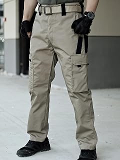 Mens Tactical Cargo Trousers Heavy Duty Multi Pocket Adjustable Waist Outdoor Trousers