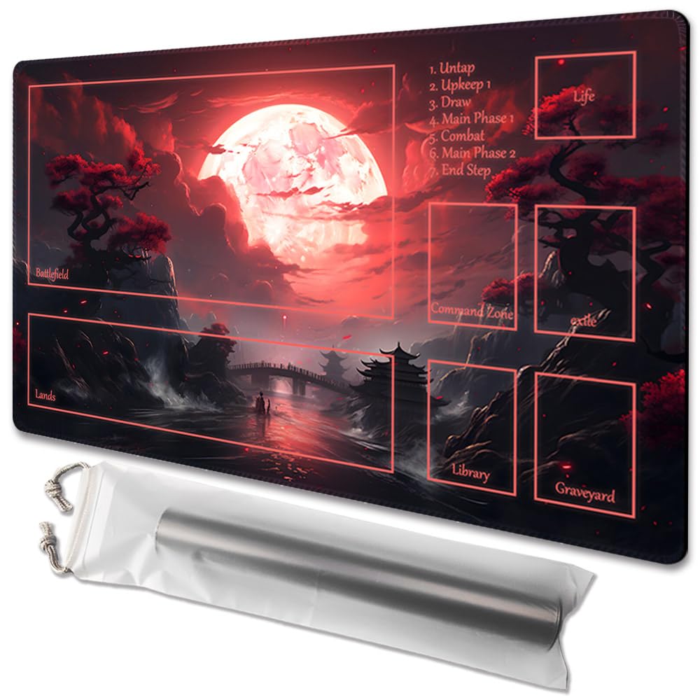 MTG Playmat with Zone Size 24x14in Free Storage Bags Non-Slip Backing, Ideal for