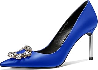 Castamere Women's High Heel Pointed Toe Stiletto High Heel Pumps Slip-on Diamond Crystal Wedding Party 8.5 cm Heels