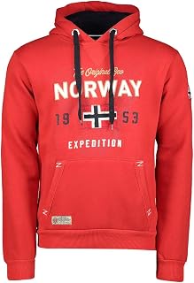 GEO NORWAY Guitre Men Hoodie with Kangaroo Pocket – Urban Style Logo Sweatshirt – Comfortable Winter Summer Sweatshirt – Hoodie Sport Cotton