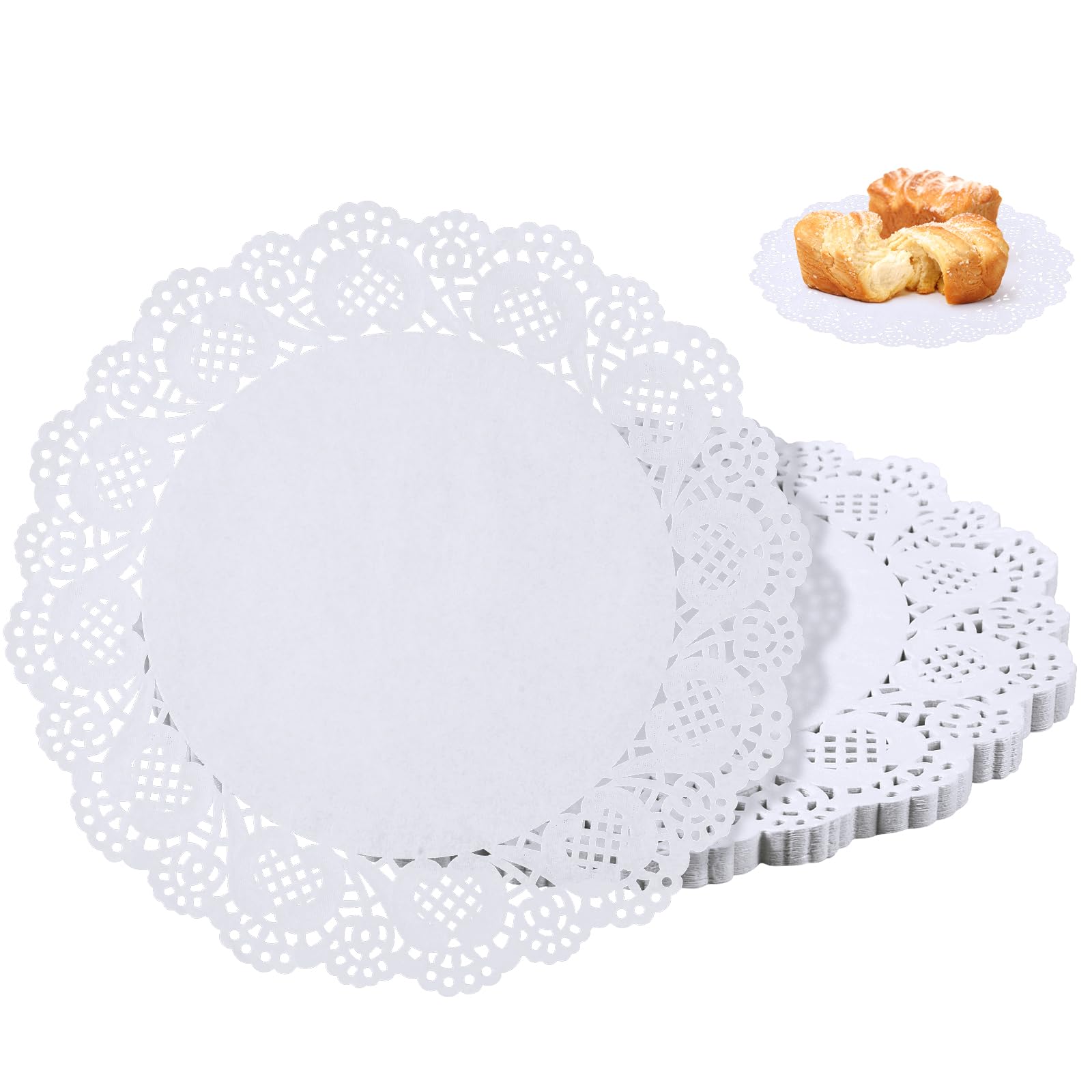 Paper Doilies 12 in, Disposable Lace Doilies for Dessert Trays | 100 Pcs, for Ta