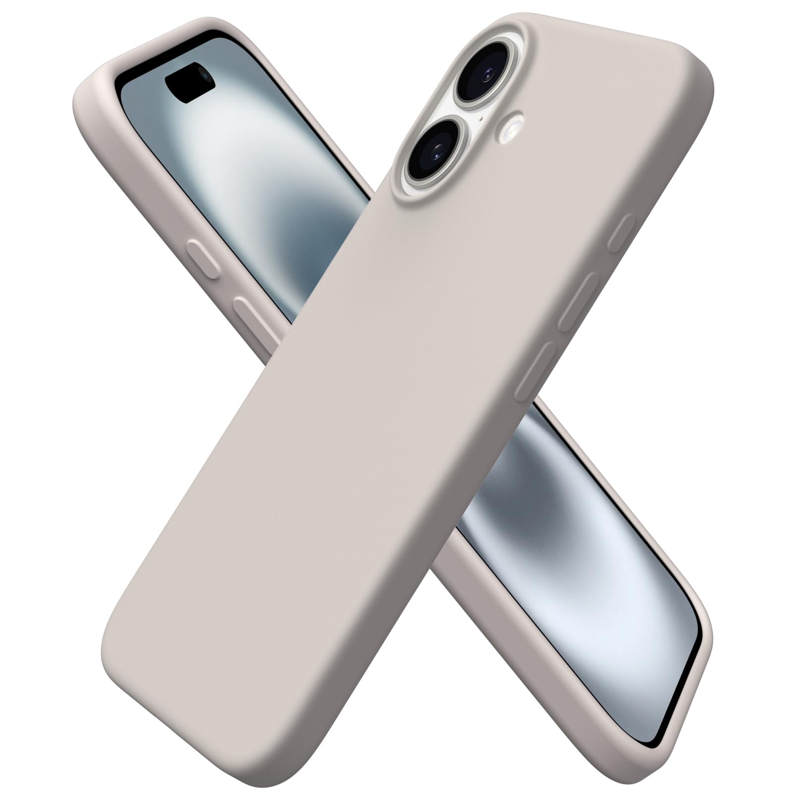 ORNARTO Case for iPhone 16 Silicone Anti-Shock,Titanium