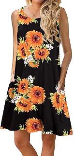 Ärmelloses Damen-Swing-Kleid mit Taschen, lässiges Sommerkleid, A-Linie, Tankkleid