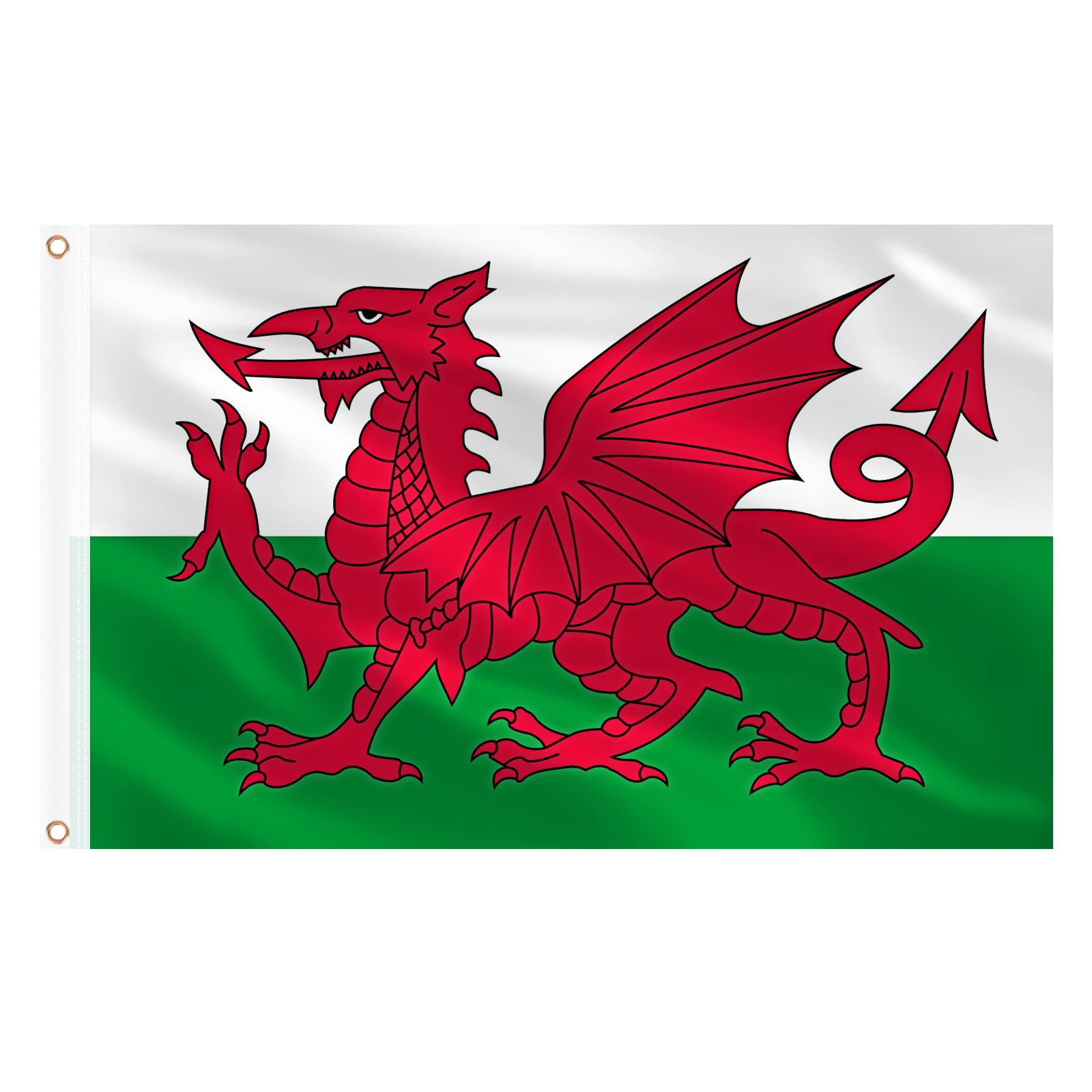 AhfuLife Welsh Flag 5ft x 3ft for St.David's Day Decorations, 1Pcs Large Wales D