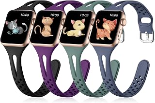 Getino Compatible with Apple Watch Bands 38mm 40mm 42mm 44mm iWatch Band for Women Men, Soft Durable Breathable Thin Slim Narrow Band for iWatch Series SE 6 5 4 3 2 1