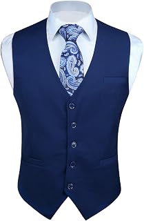 Enlision Suit Vest for Men Formal Plain Vest Wedding Elegant Suit Vests Business Vests Men with Pockets XS - 4XL