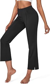 G4Free Women's Yoga Dress Pants Wide Leg Ankle Pants with Pockets Elastic Casual Loose Work Pants 25" 27" 29"
