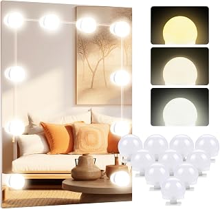 OSDUE Hollywood Mirror Lights Stick on 10 Bulbs, Makeup Lights for Dressing Table, USB Cable Adjustable, LED Vanity Mirror Lights for Mirror Make Up Light for Bathroom Vanity Table Bedroom