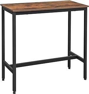 VASAGLE Bar Table, Narrow Long Bar Table, Kitchen Dining Table, High Pub Table, Sturdy Metal Frame, Industrial Design, 15.7 x 39.4 x 35.4 Inches, Rustic Brown and Ink Black ULBT10X