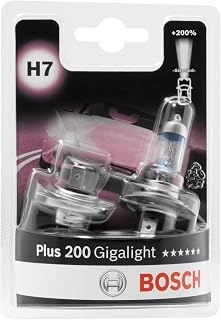 Bosch H7 (477) Plus 200 Gigalight Halogen Headlight Bulbs, 12 V 55 W | 200% more Light - Socket Type PX26d - Pack of 2 Replacement Car Light Bulbs