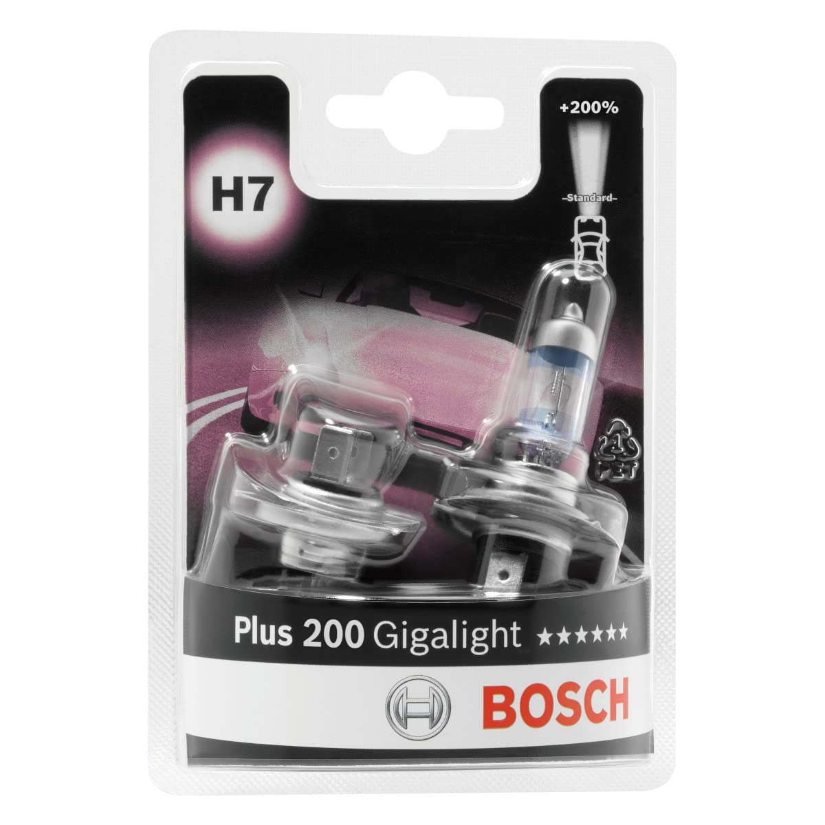 Bosch H7 (477) Plus 200 Gigalight Halogen Headlight Bulbs, 12 V 55 W | 200% more