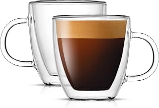 JoyJolt Savor Double Wall Insulated Glasses Espresso Mugs (Set of 2) - 5.4-Ounces