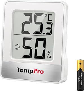 TempPro TP49 Small Digital Hygrometer, Indoor Thermometer, White | Monitor temperature and measure humidity for comfort in the office and at home, thermometer for reptile(formerly ThermoPro)