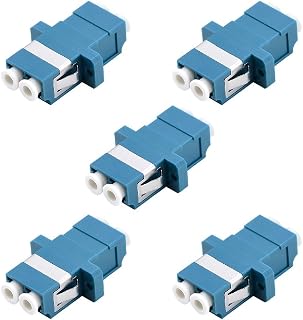 LC Fiber Optic Adapter - LC to LC Duplex Singlemode Coupler - 5 Pack - Blue