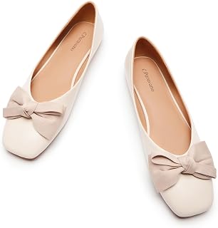 C.Paravano Flats for Women | Ballet Flats | Square Toe | Dressy Casual Shoe