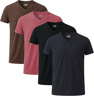 3 Pack 4 Pack Men's Short Sleeve Long V-Neck T Shirts Comfortable V-Neck T-Shirts for Gym, Running, Workout and Casual Outings