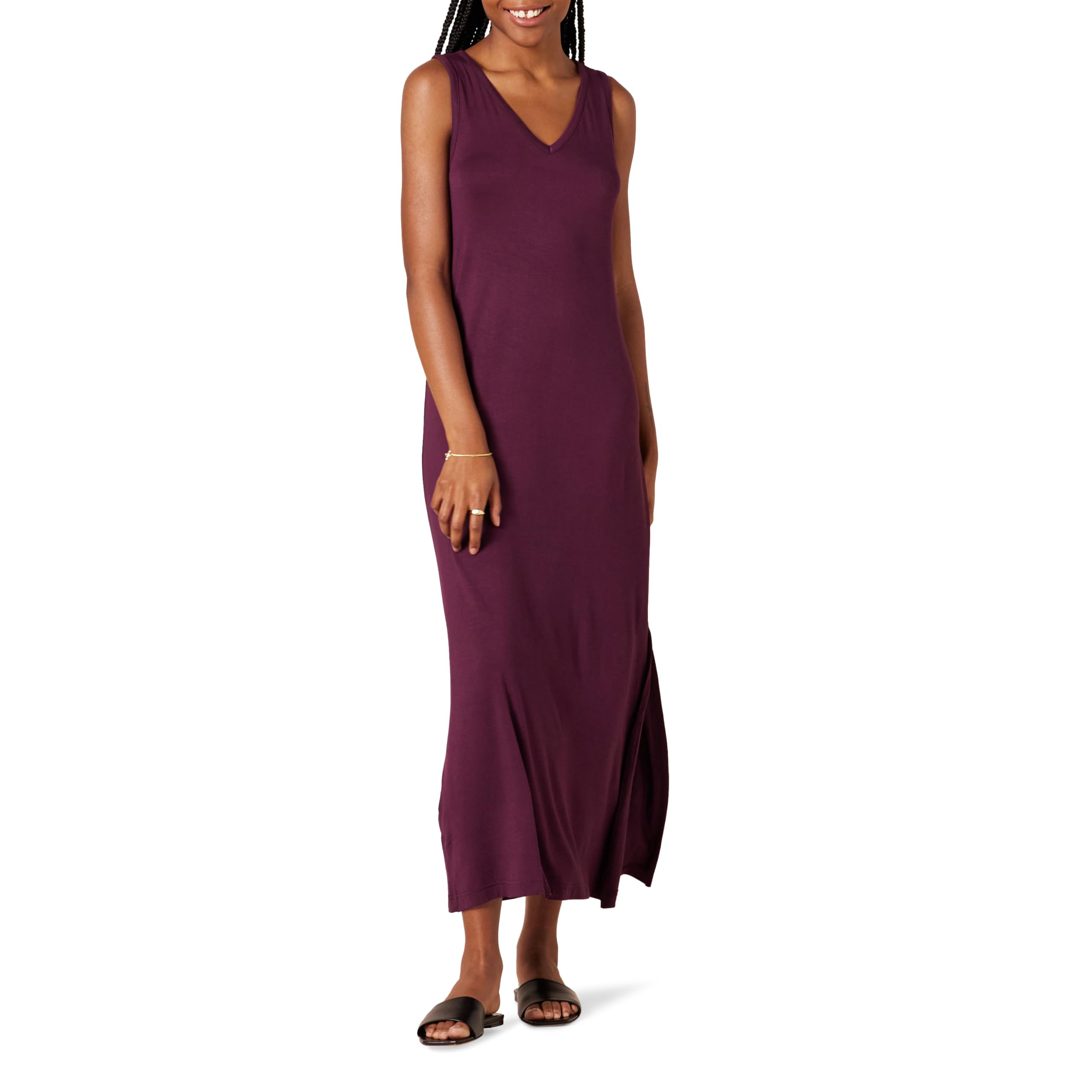 Amazon Essentials Womens Jersey V-Neck Tank Maxi Length Dress