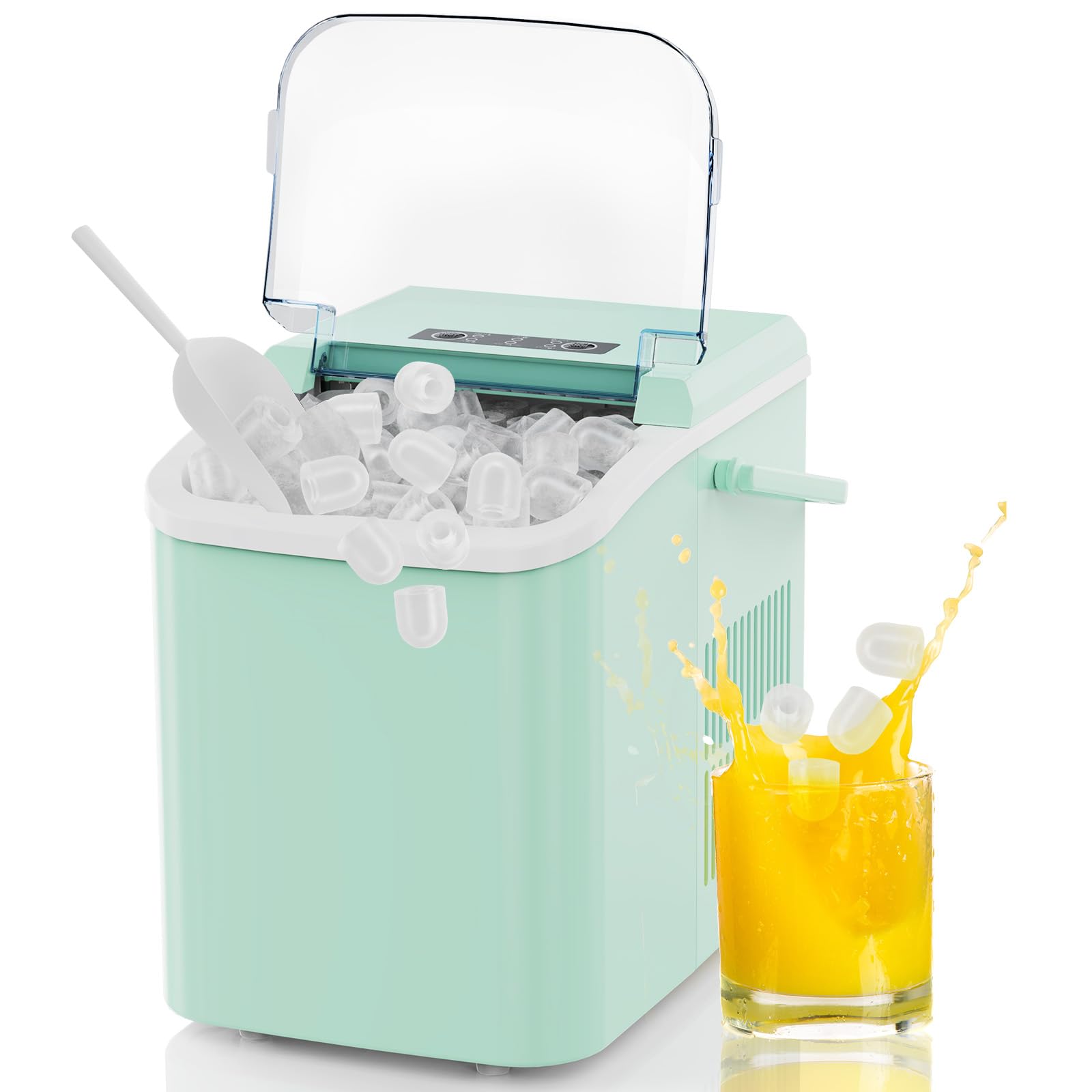 NEWBULIG Countertop Ice Maker Machine with Handle, Portable Ice Maker | Produces