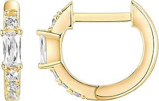 PAVOI 14K Gold Plated 925 Sterling Silver Post Cubic Zirconia Huggie Earrings | Gold Hoop Earrings for Women | CZ Stud Cuff Earring