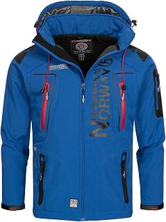 Geographical Norway Techno Men – Waterproof Softshell Hooded Jacket – Outdoor Tactical Wind Jacket – Hiking Skiing Autumn Winter Spring