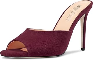 TNYNFBEB Women Stiletto High Heel Peep Open Toe Sandals Slingback Slip-on Wedding Office Cute Basic Classic 3.9 Inches Heels
