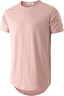 KLIEGOU Men's 100% Cotton Longline T-Shirt, Pre-Shrunk Soft