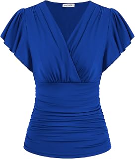 GRACE KARIN, Women Short Sleeve Ruffle V Neck Ruffled Tops Casual Summer