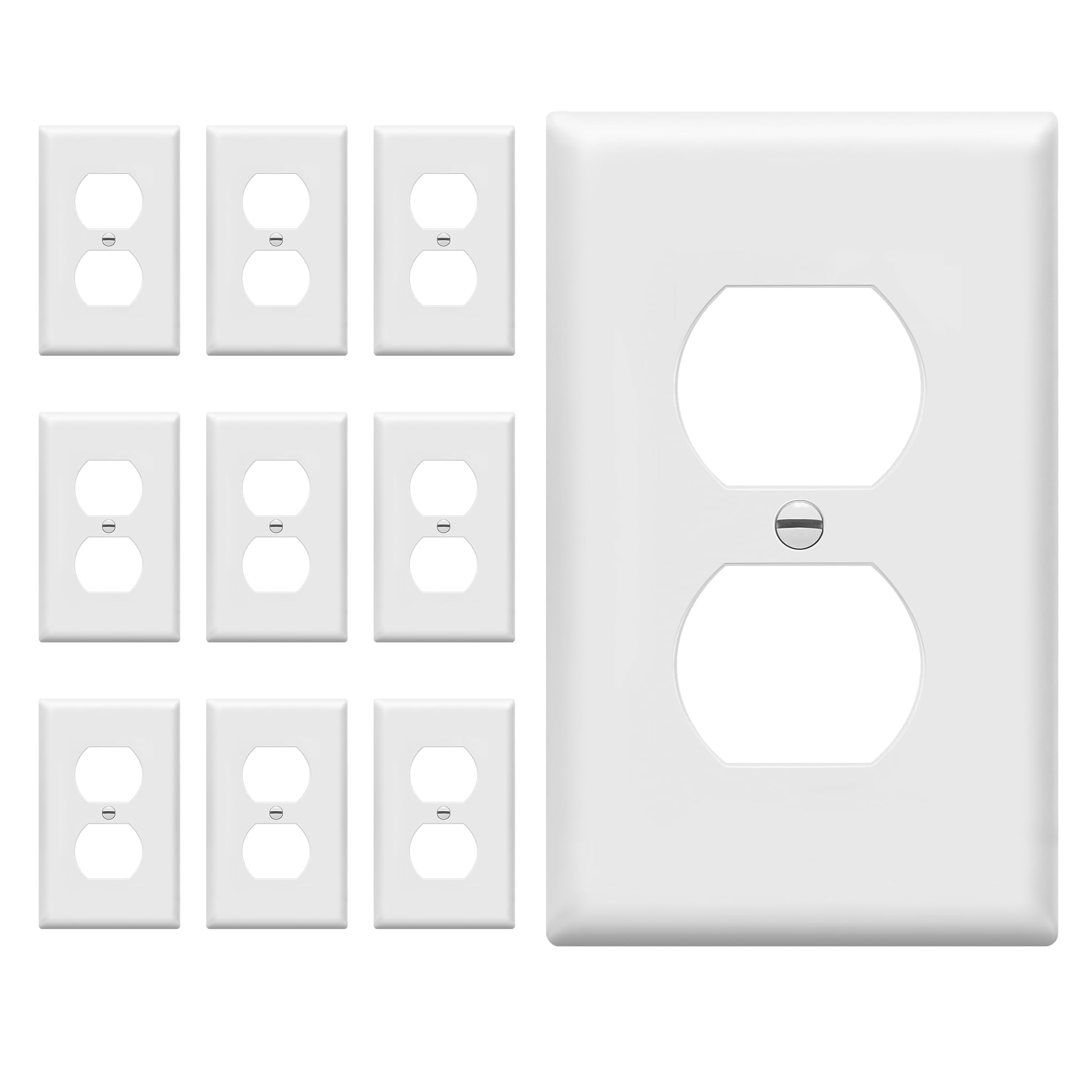 ENERLITES 10 Pack Outlet Covers Wall Plate for Duplex Receptacle, White | Unbrea