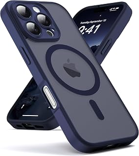 iPhone 16 Pro Max Case, MagSafe Compatible, Camera Protection, Matte Translucent Magnetic Case, Military Grade (Navy Blue)