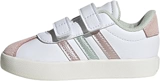 adidas Unisex Baby VL Court 3.0 Shoes Infants Shoes, FTWR White/Linen Green met./Sandy Pink met, 8.5 UK, Ftwr White Linen Green Met Sandy Pink Met, 26 EU