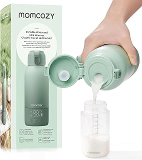 Momcozy Portable Bottle Warmer for Breast Milk, Baby Travel Essentials | Fast Heating with Nutrients Preserved, Precise Temp Control, Dual Heating Modes for Breast Milk & Water, 17OZ Large Capacity