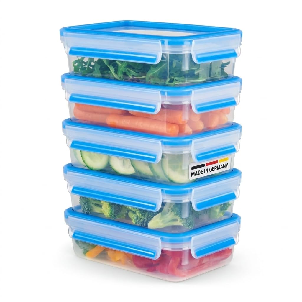 EMSA Clip & Close N10307 Food Storage Container, Meal Prep Set, 100% Leak-proof 