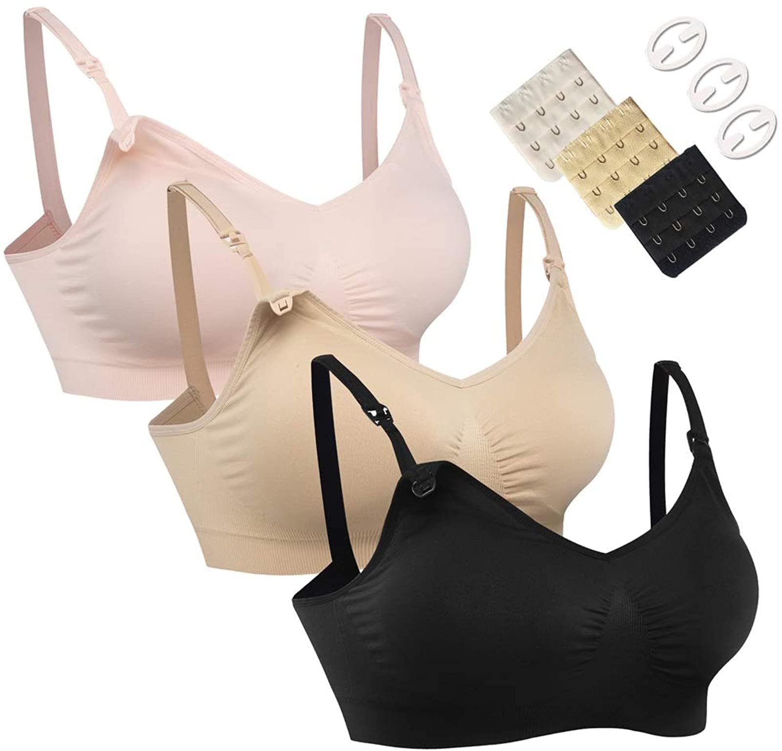 HOFISH 3Pack Seamless Maternity Nursing Bras, Breastfeeding Full Coverage | For 