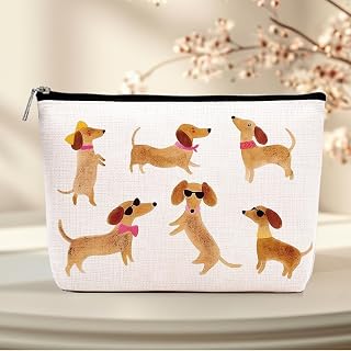 Dachshund gifts, dog lover gifts for women, dog gift makeup bag, dog themed gift cosmetic bag, travel pouch, winner dog gifts, women, girls, daughter, friendship, graduation, birthday gift