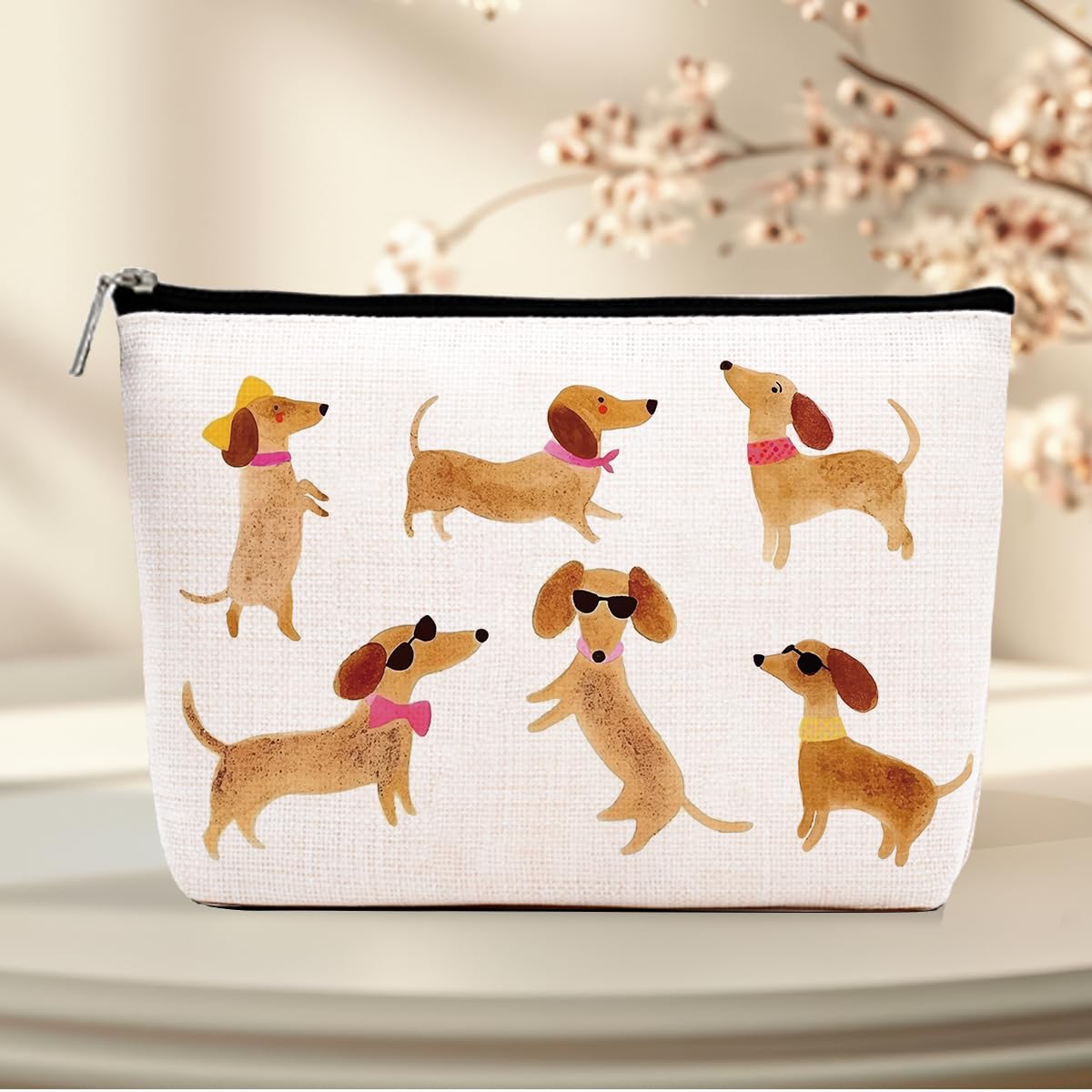 Dachshund gifts, dog lover gifts for women, dog gift makeup bag, dog themed gift